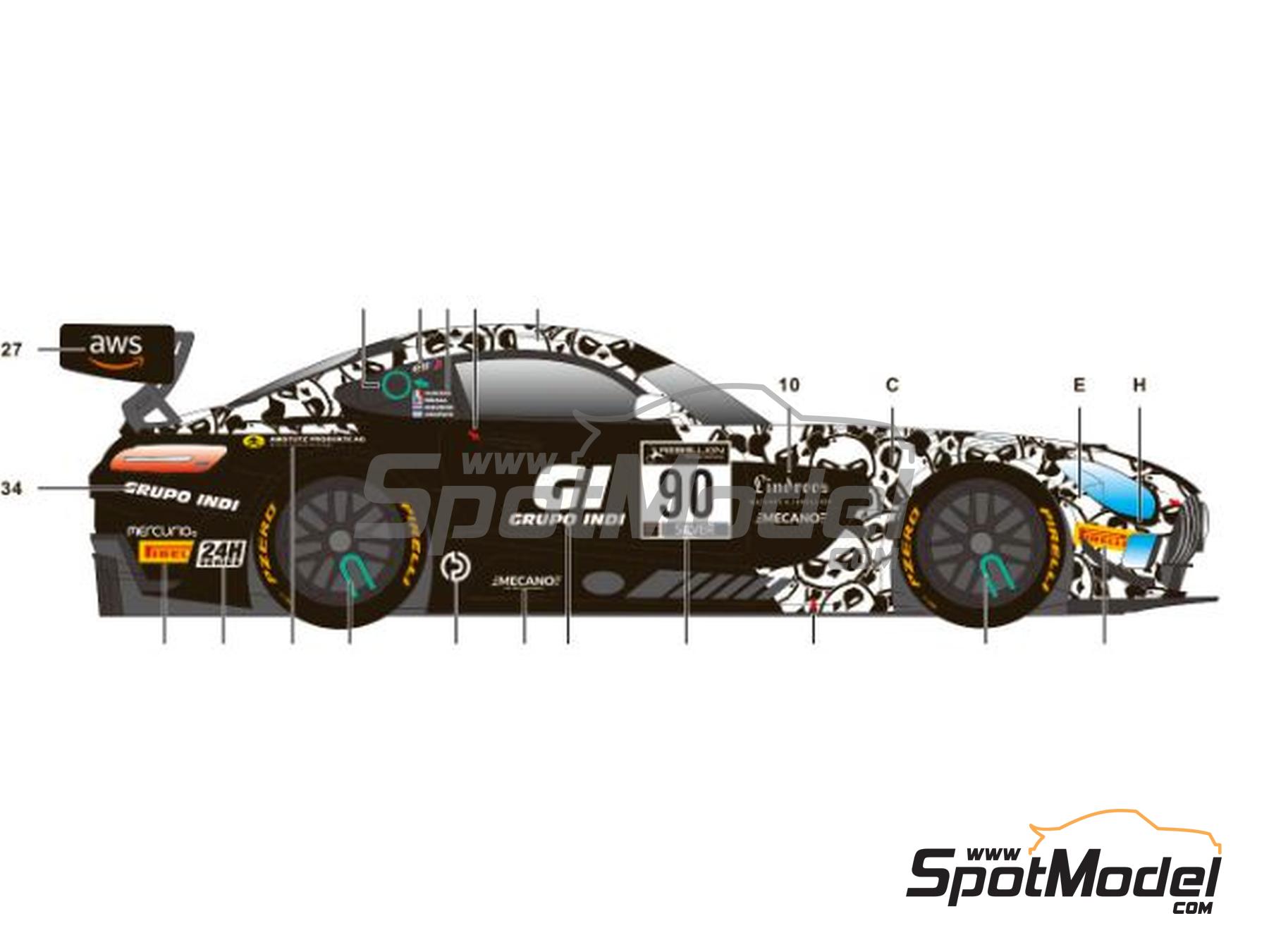 Mercedes AMG GT3 Evo Madpanda Motorsport Team sponsored by GI Grupo Indi -  TotalEnergies 24 hours of Spa 2021. Marking / livery in 1/24 scale manufact